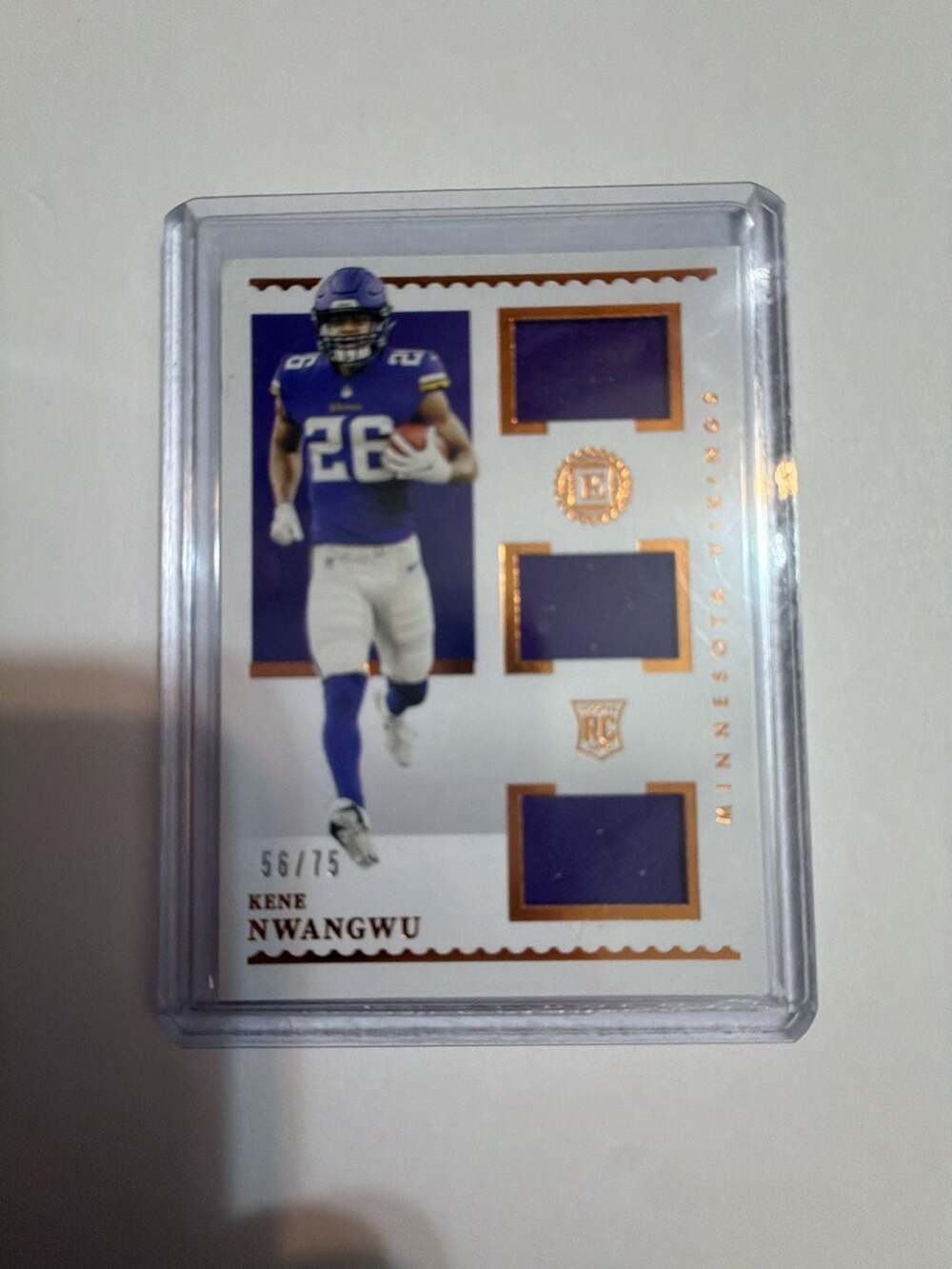 2021 Panini Encased Rookie Triple Material Kene Nwangwu Vikings #RTM-KN 56/75